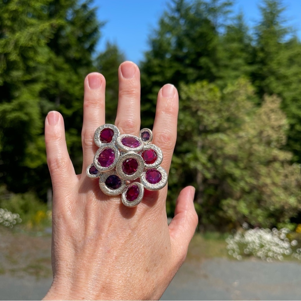 ORR Iceland Designer Ring Sterling Silver with gemstones Size 6